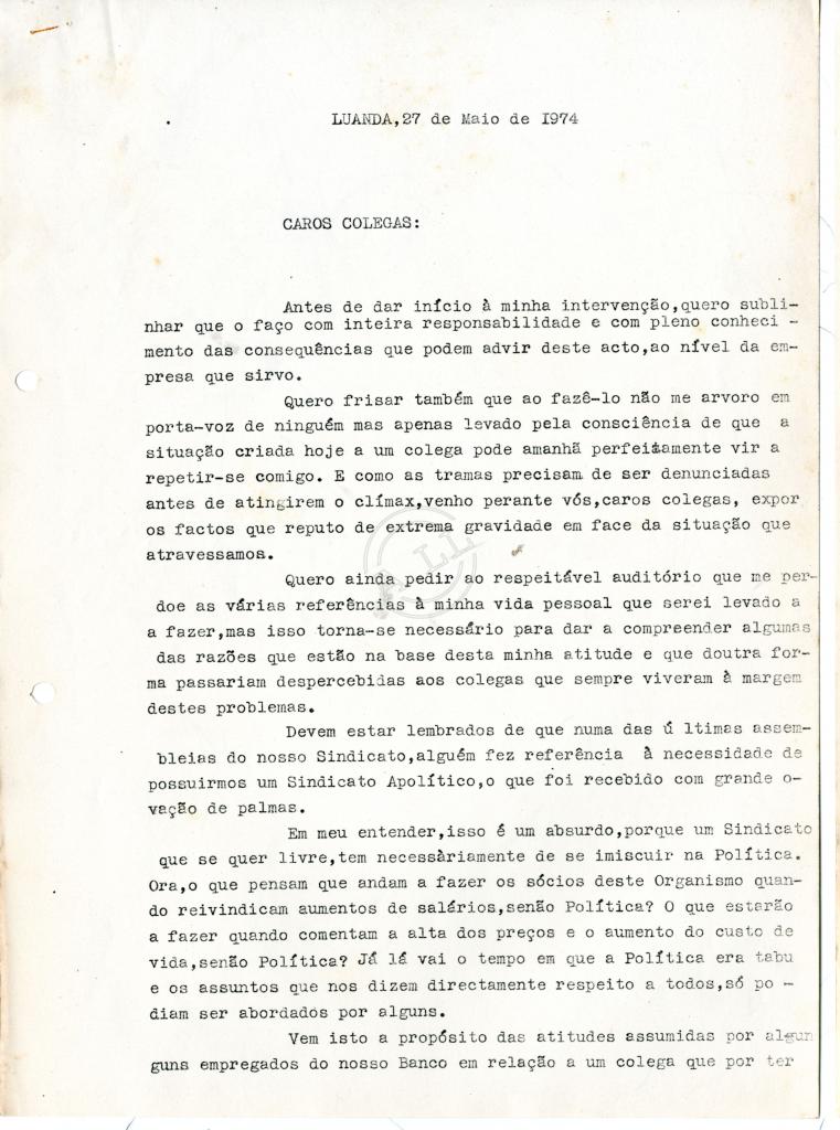 Intervenção de Roberto de Almeida no Banco, assinado