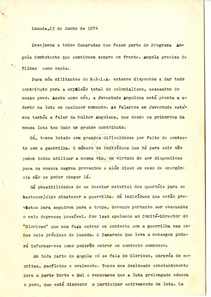 Carta de Cachichina e Lombriga aos Camaradas