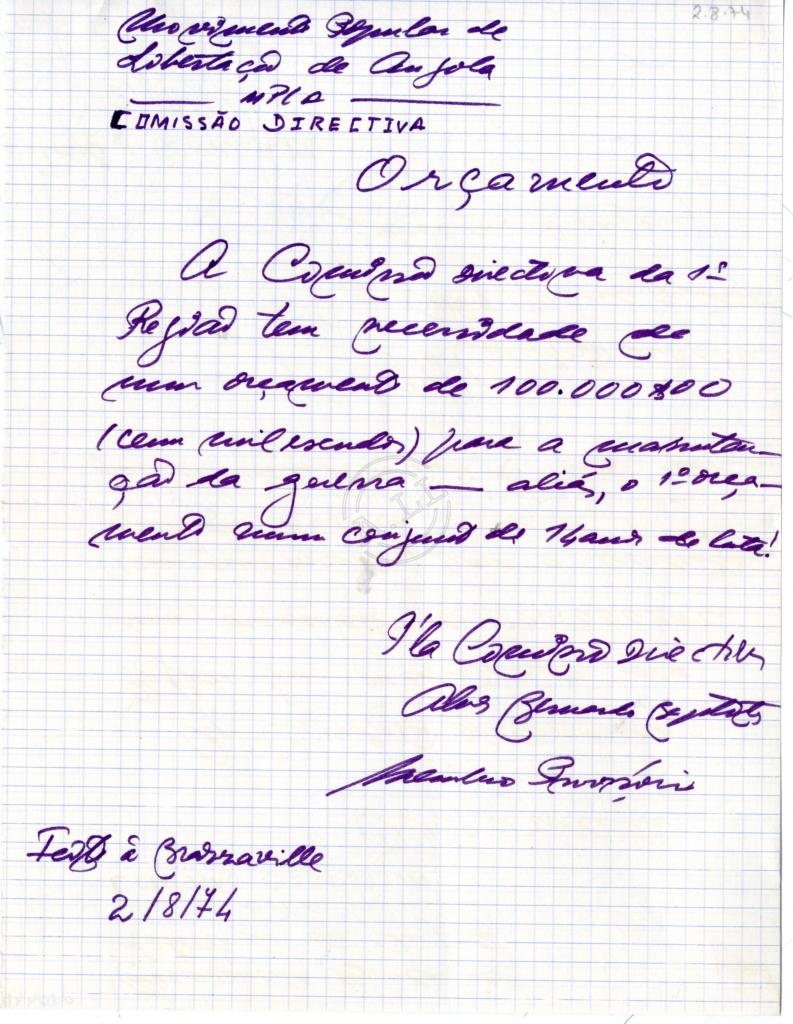 Orçamento assinado por Alves Bernardo Baptista