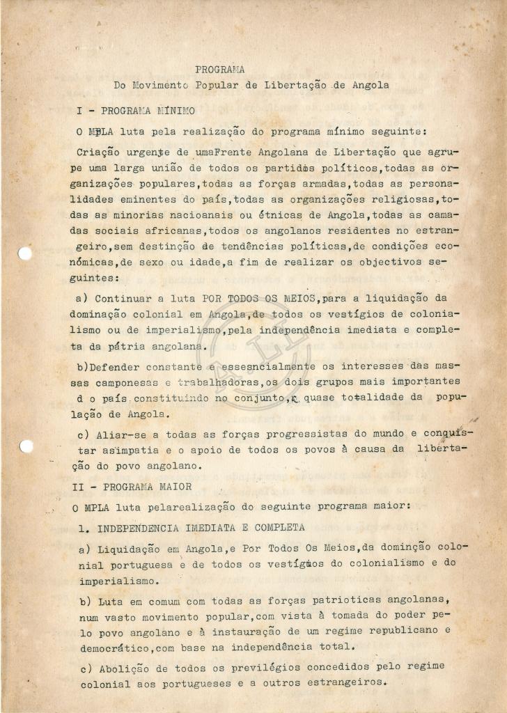 Programa do Movimento Popular de Libertação de Angola de 1966