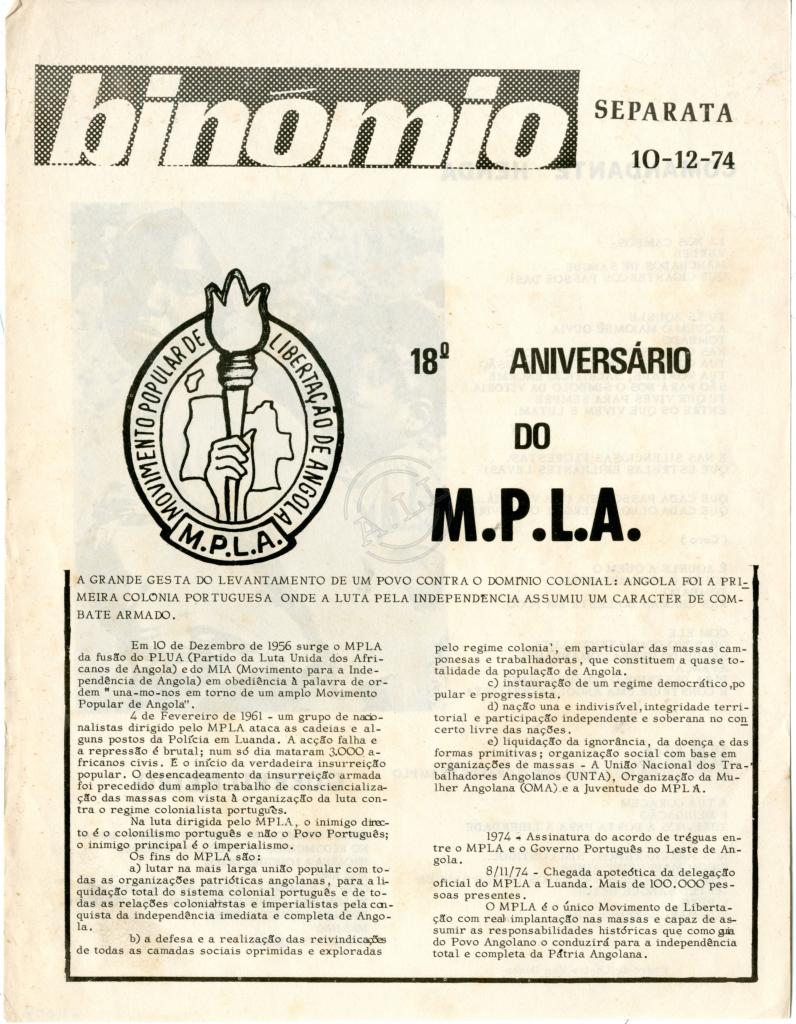 “Binómio” Separata - 18º aniversário do MPLA