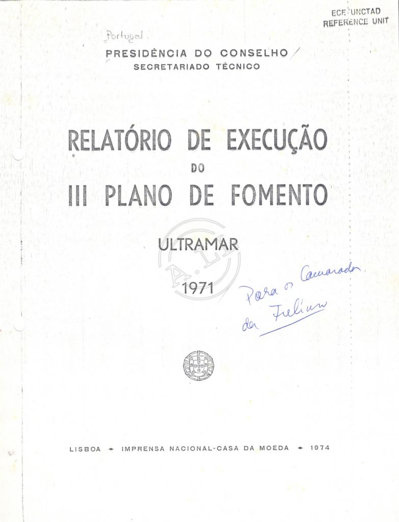 Relatório de execução do III Plano de fomento – Ultramar 1971
