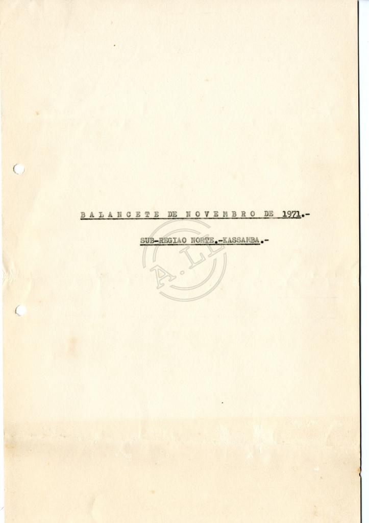 «Balancete de Novembro de 1971 – Sub-região norte - Kassamba»