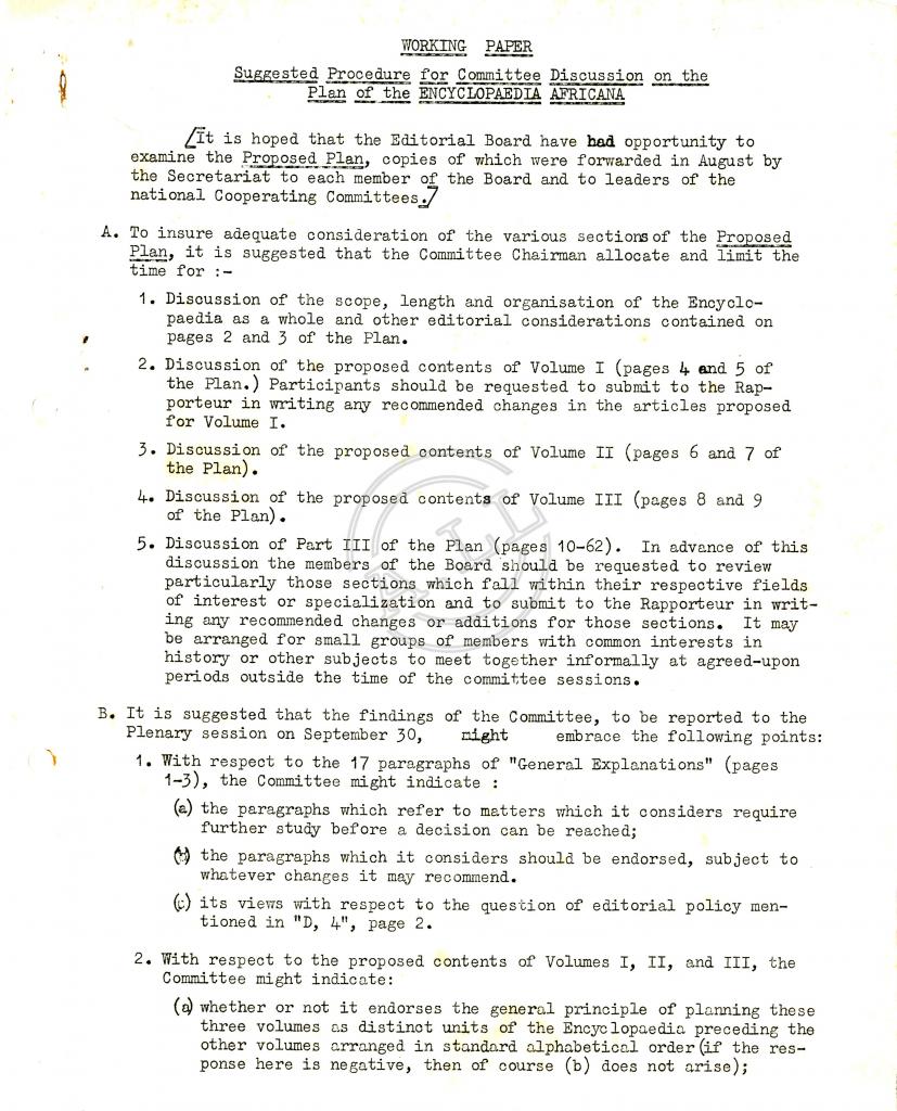 «Working Paper – Suggested Procedure for the Committee discussion on the Plan of the…»