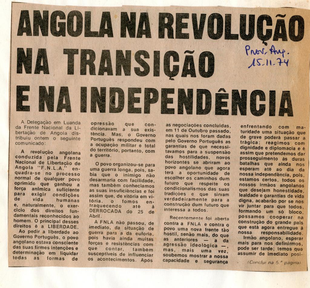 Angola na revolução e na independência