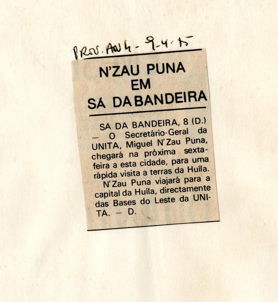 O secretário geral da UNITA, N'Zau Puna em Sá da Bandeira