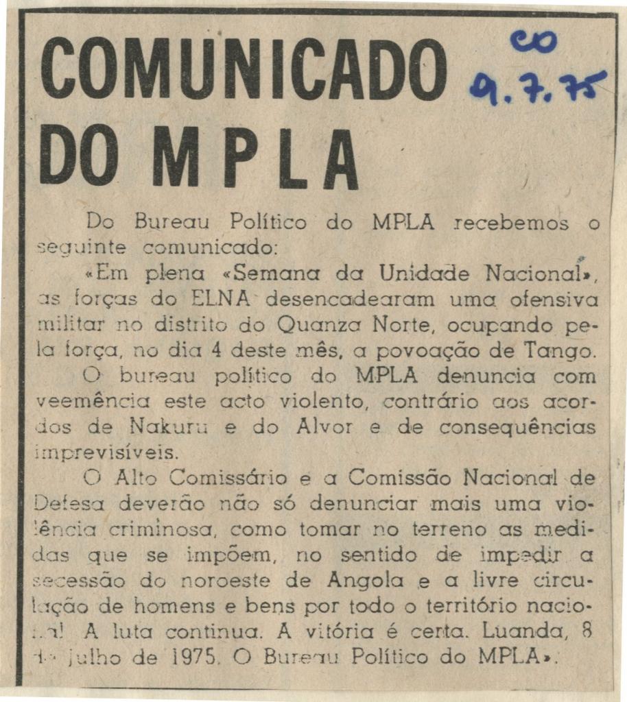 Comunicado do MPLA